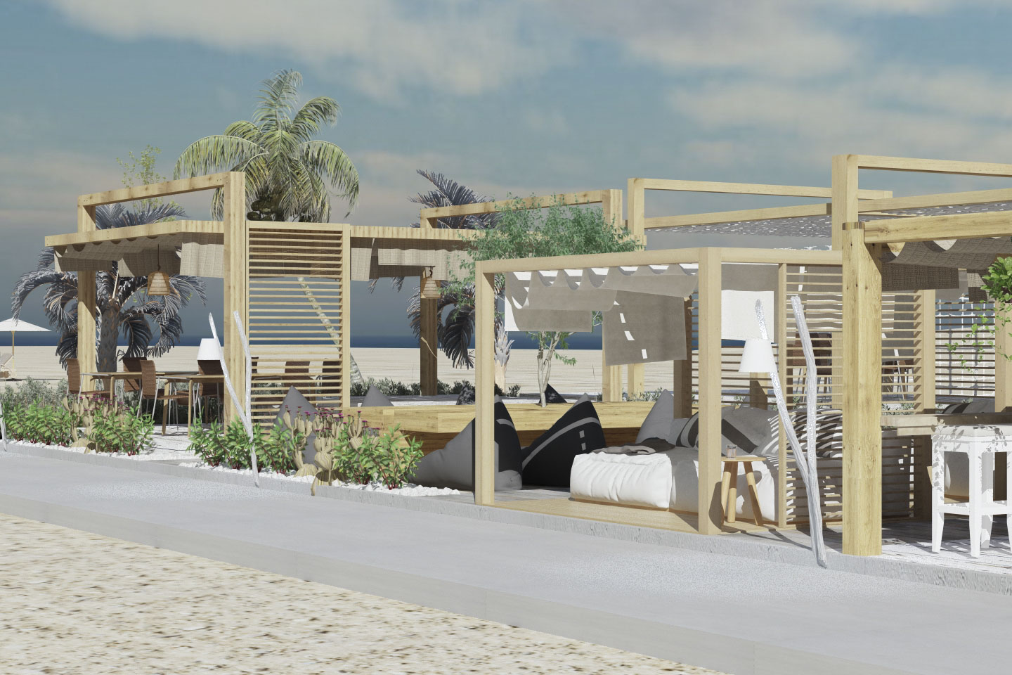 Σχεδιασμός beach bar μπροστινή όψη